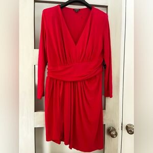 Express magenta check faux wrap dress. Shoulder pads. Never worn.